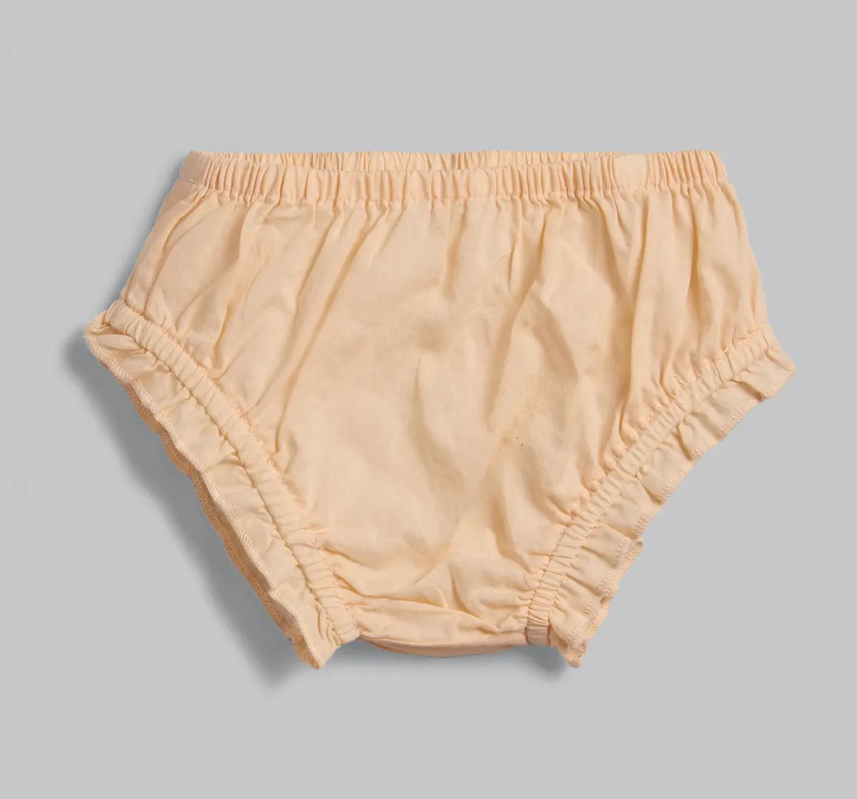 Infants Girls Pleated & Lace Detailed Dress With Bloomer - Peach