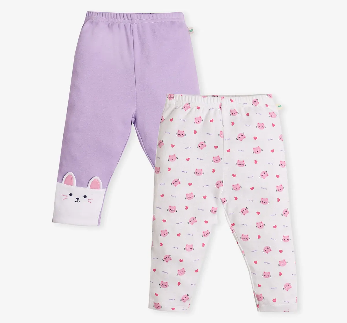 Infant Girls Applique Printed Leggings - Pack Of Two