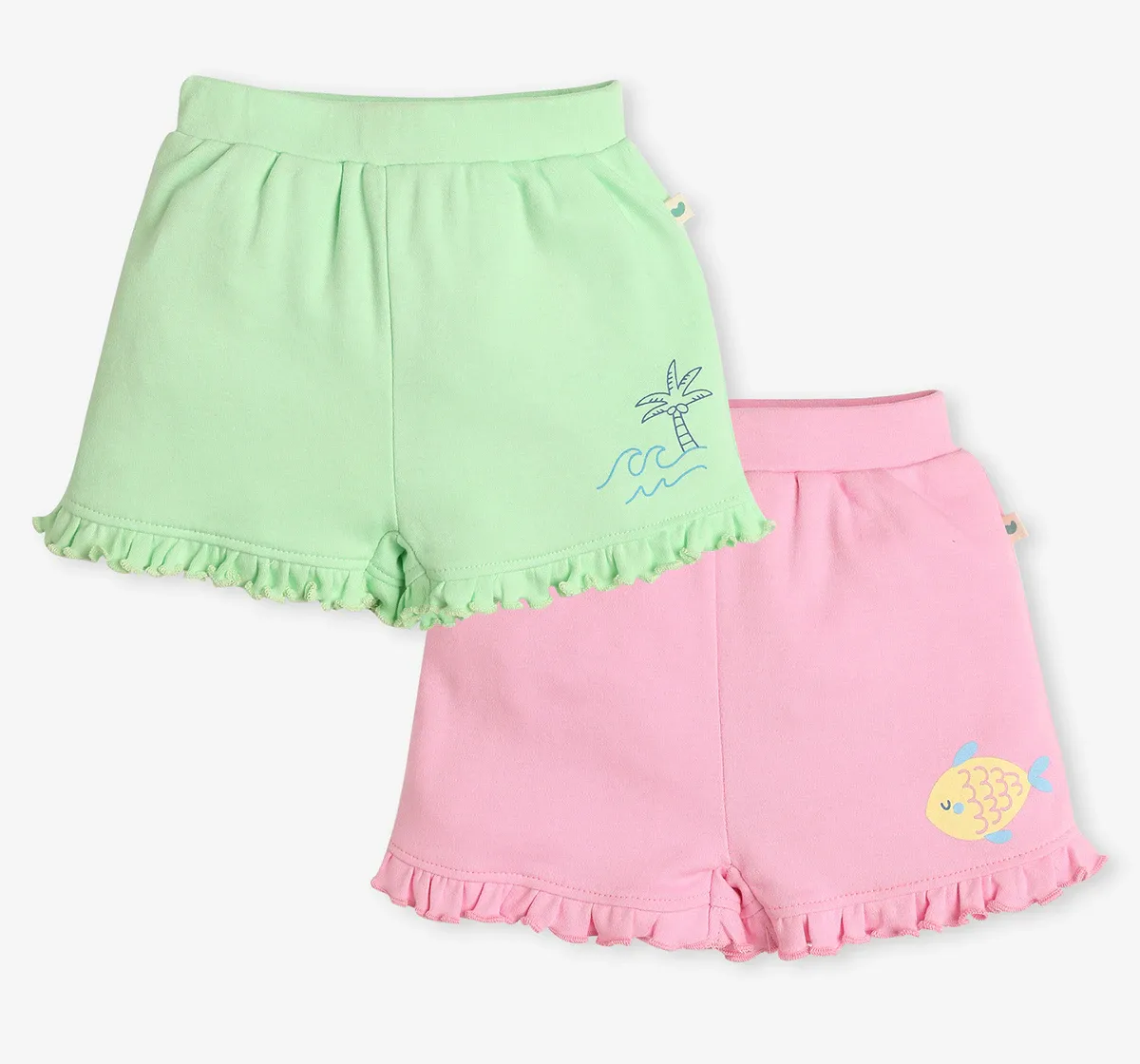 Infants Girls Printed Shorts - Pack Of 2