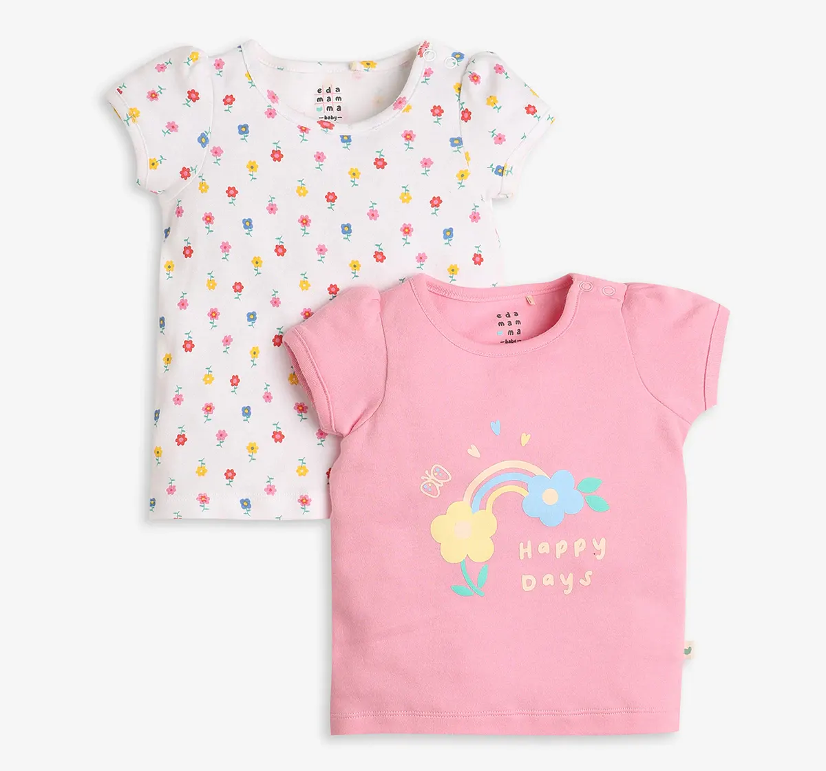 Infant Girls Printed Tshirt - Pack Of 2