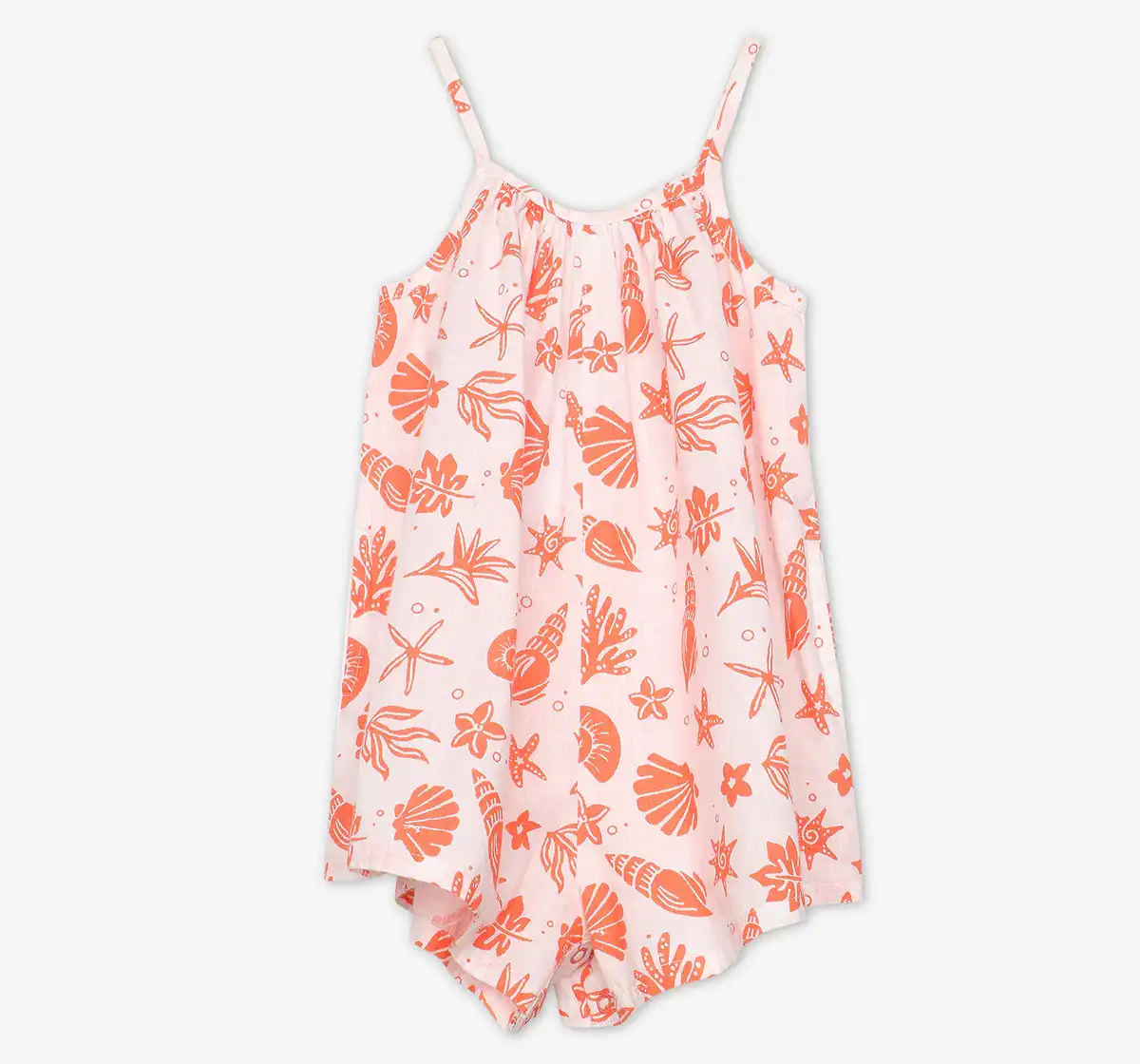 Infant Girls Flared Printed Romper - Orange