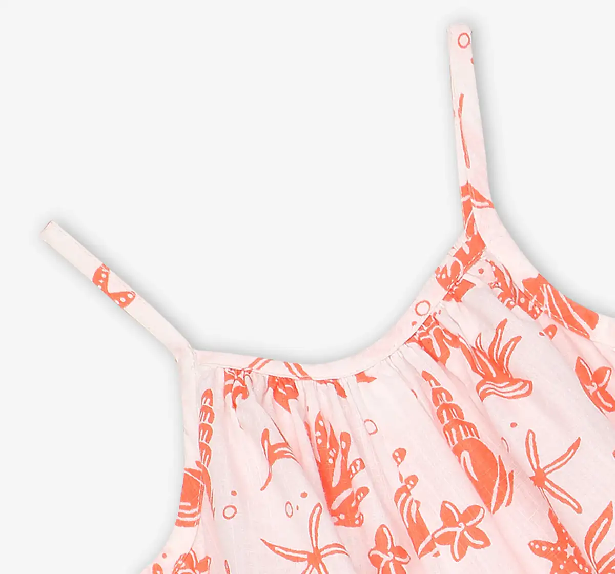 Infant Girls Flared Printed Romper - Orange