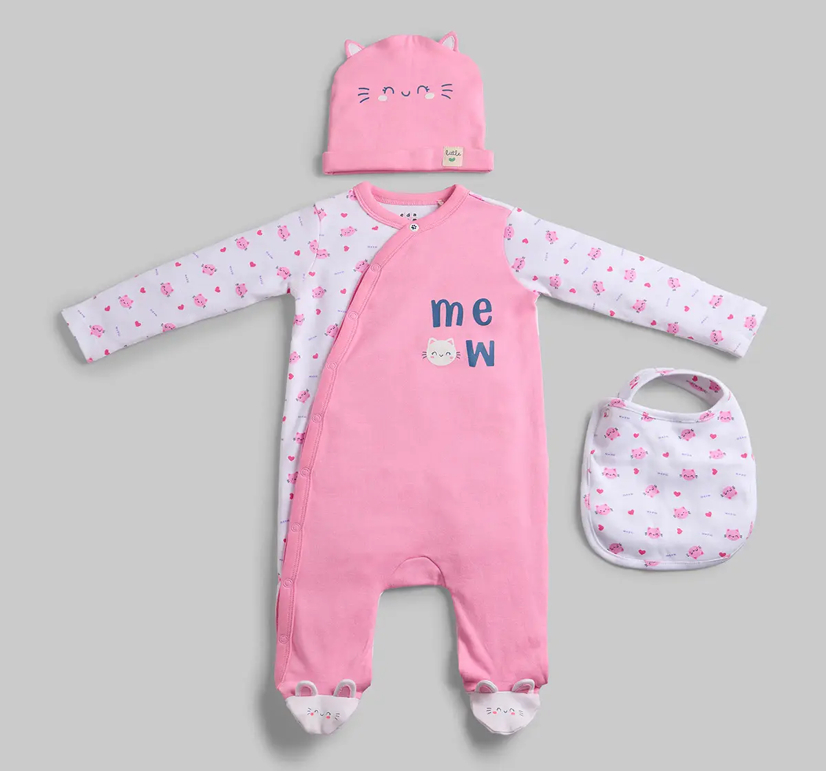 Infants Girls Sleepsuit Sets - White & Pink