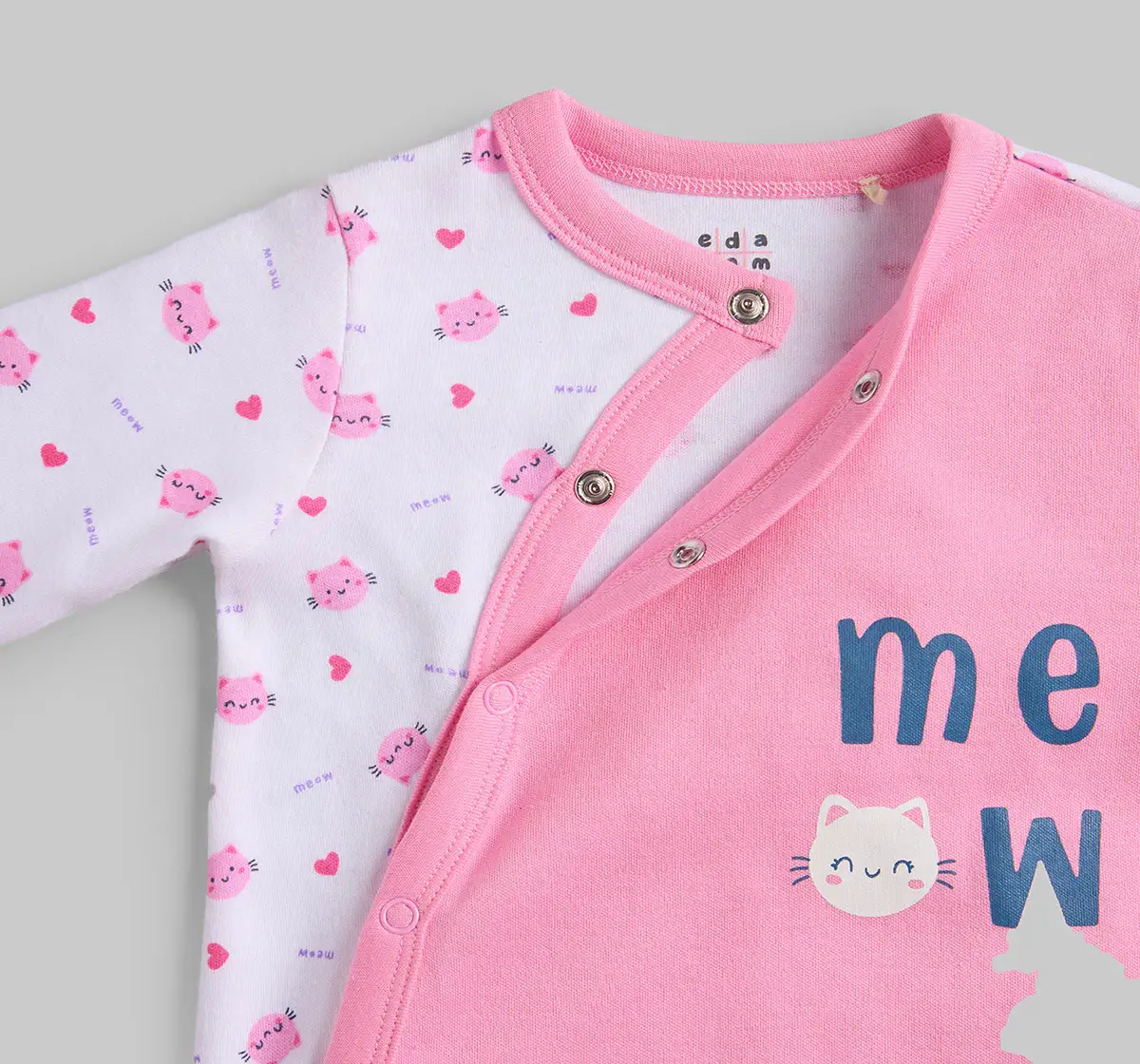 Infants Girls Sleepsuit Sets - White & Pink