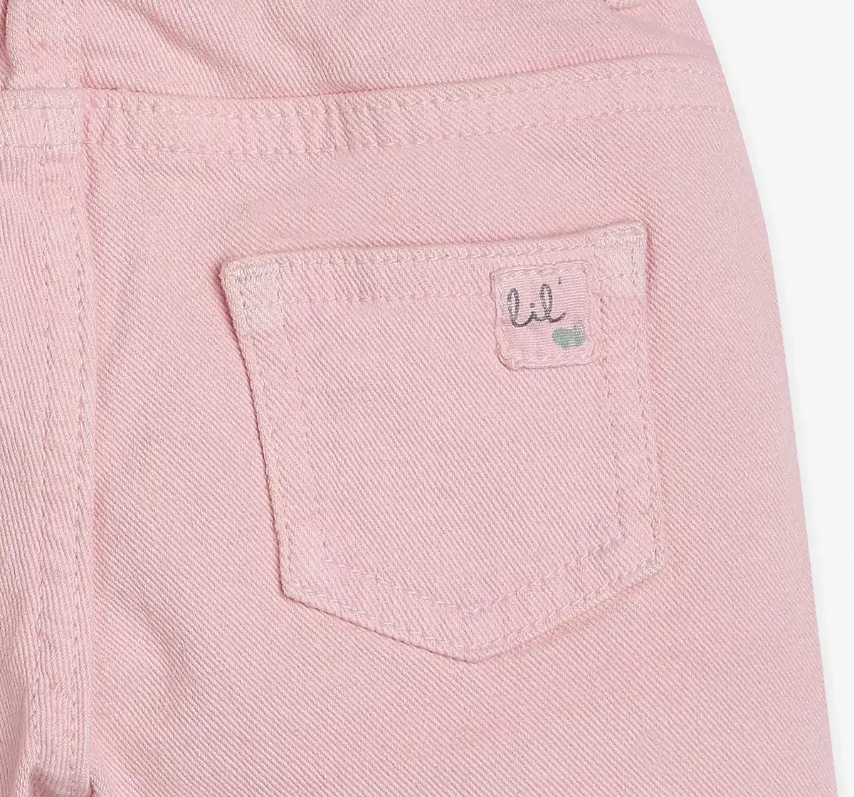Infant Girls Embroidered Denim Shorts - Pink