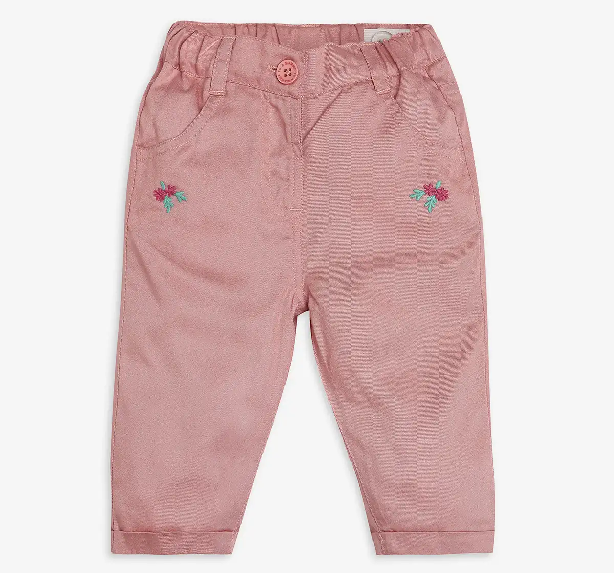 Infants Girls Embroidered Trouser Pant - Coral