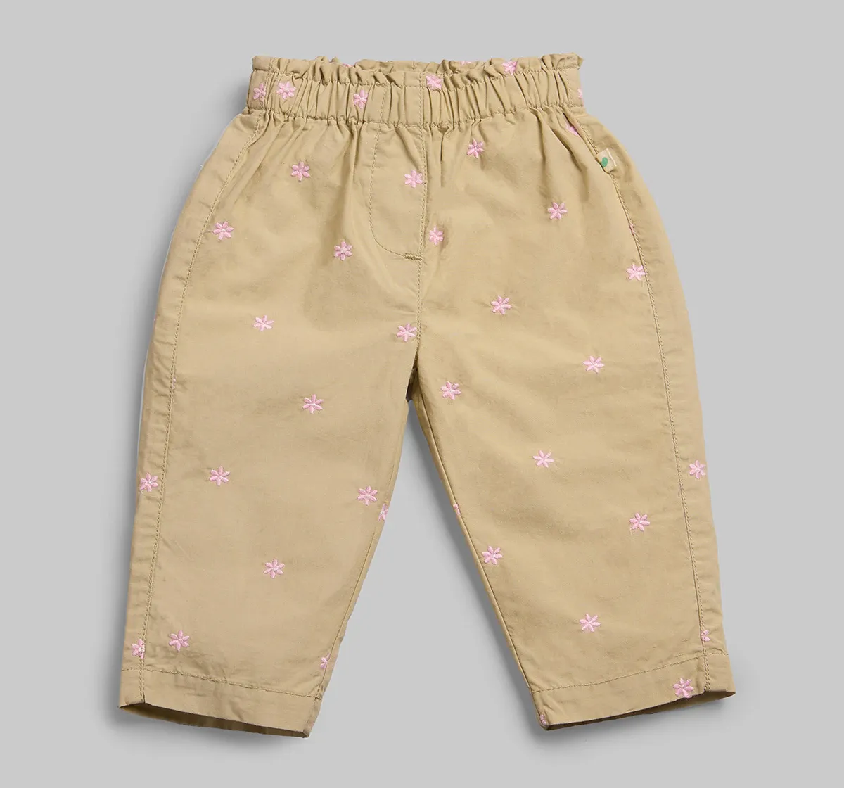 Infants Girls Embroidered Trouser Pant - Beige