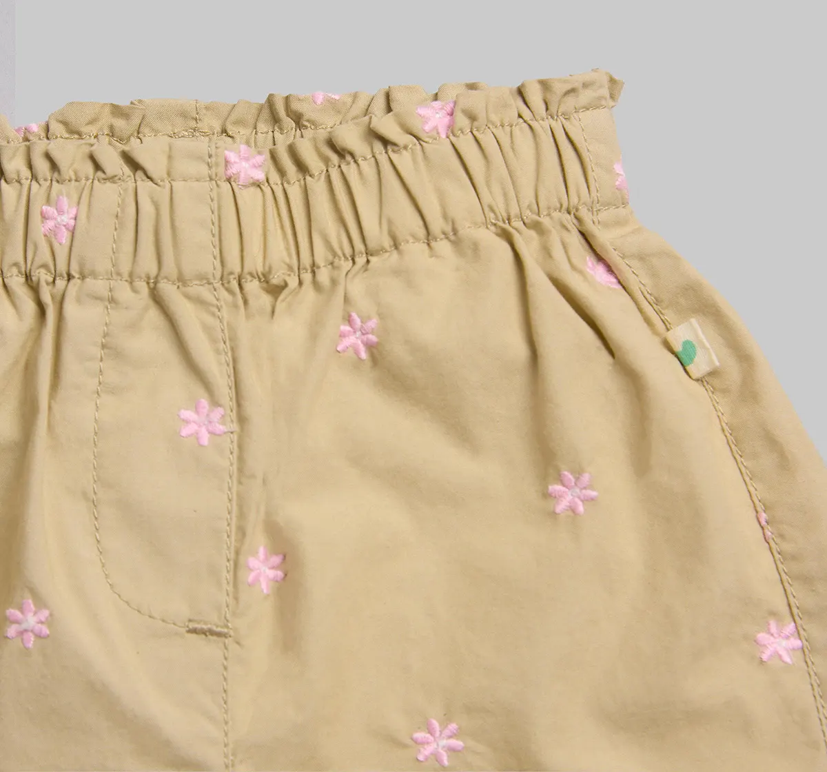 Infants Girls Embroidered Trouser Pant - Beige