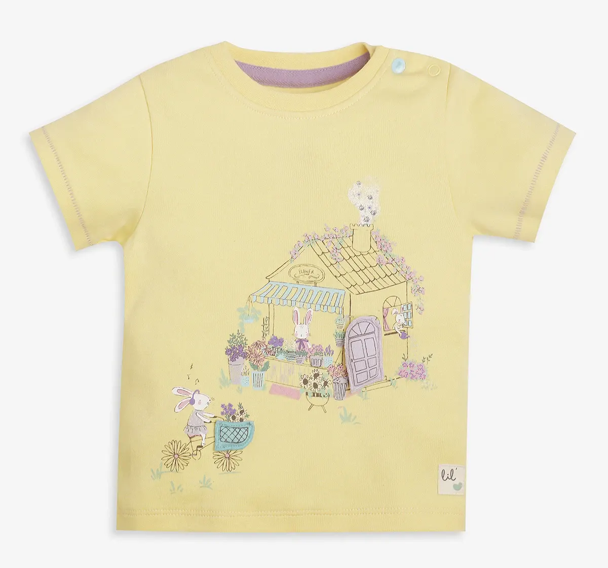 Infant Girls Applique Printed Tshirt - Yellow