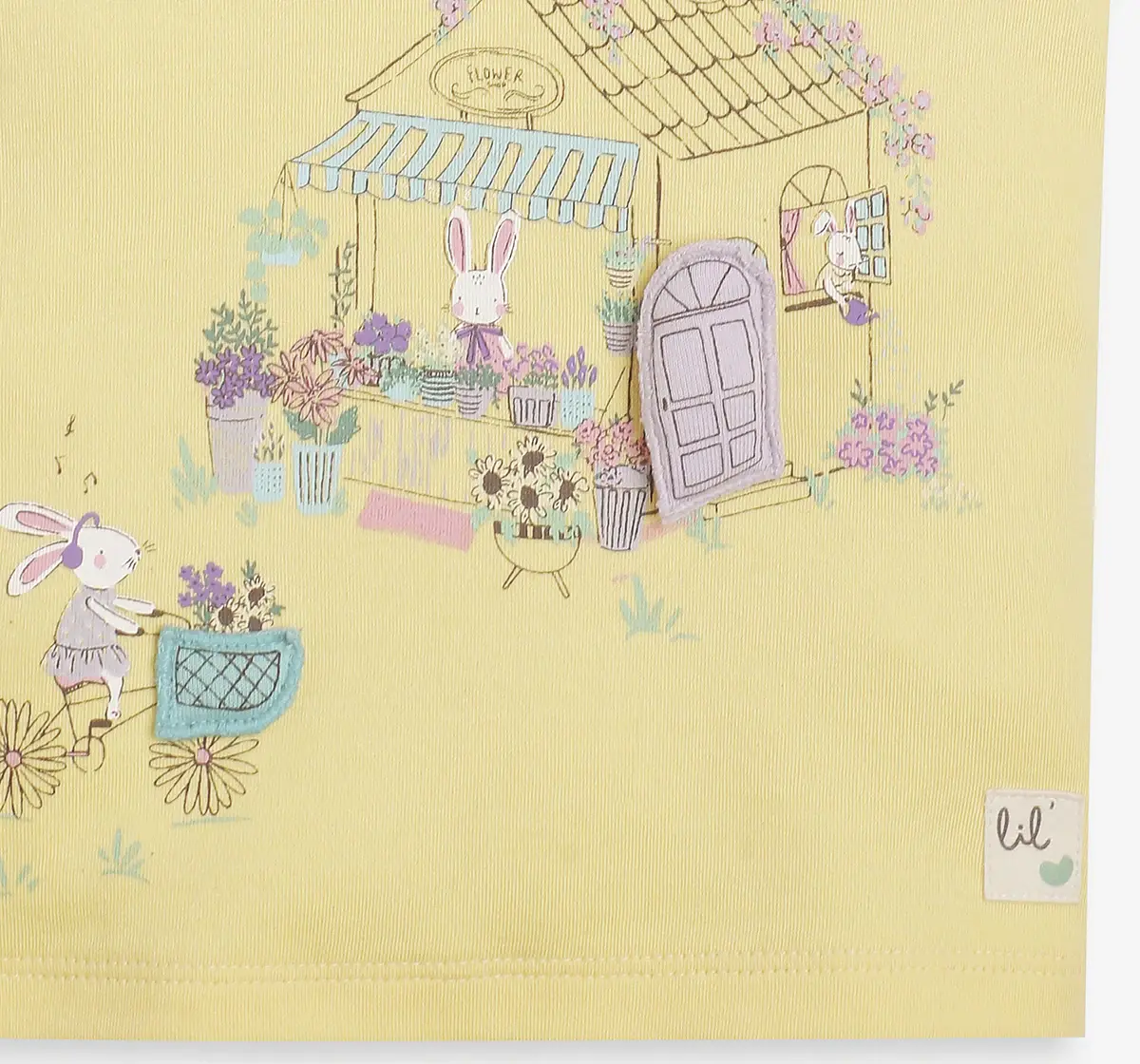 Infant Girls Applique Printed Tshirt - Yellow