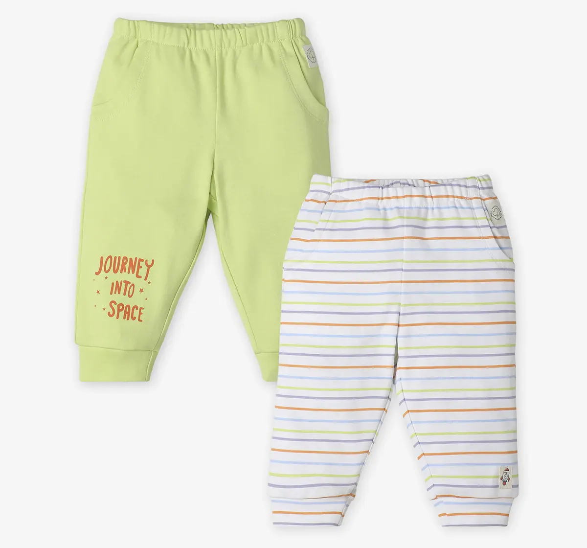 Infants Unisex Striped & Printed Joggers - Pack Of 2