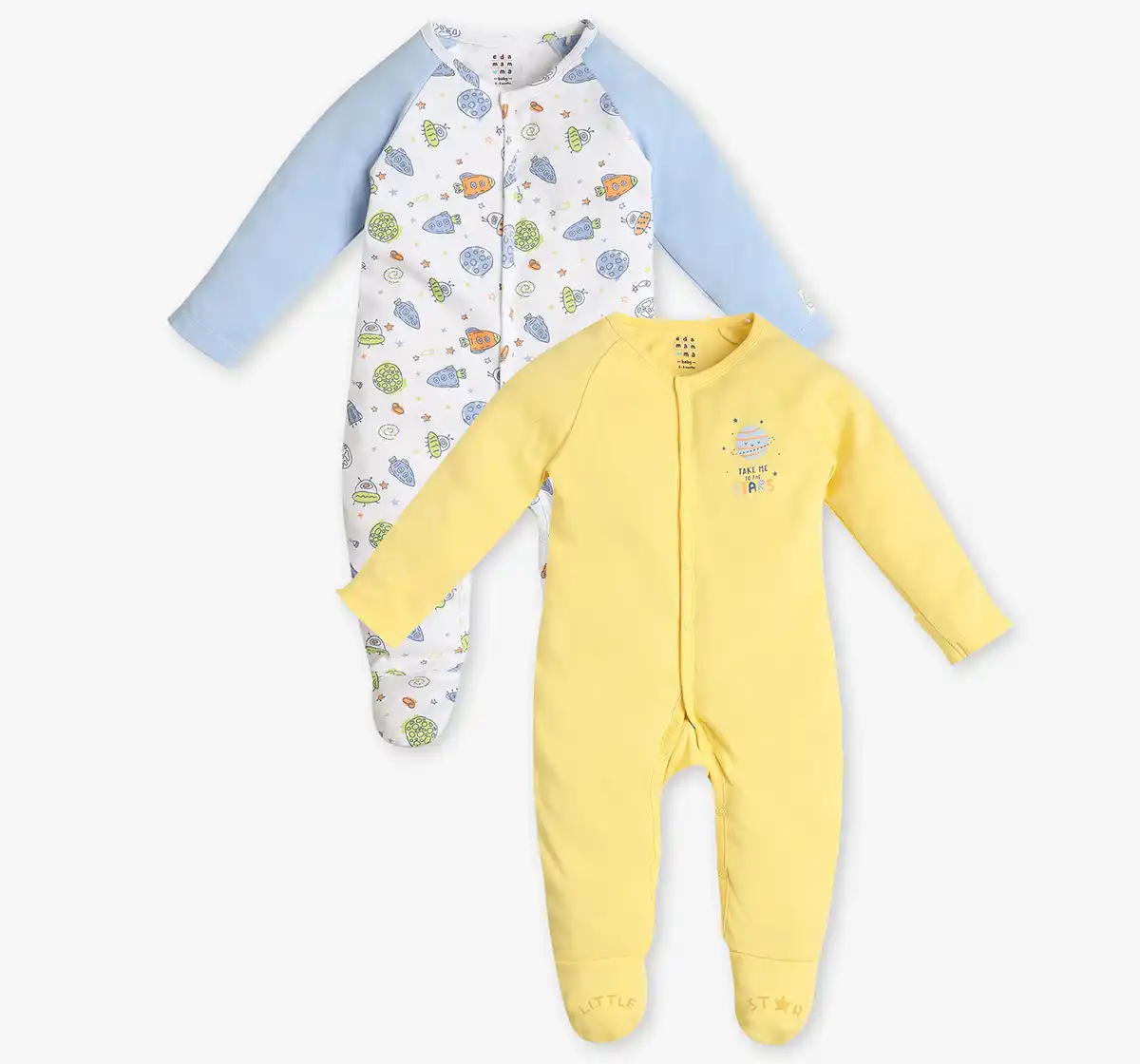 Infants Unisex Printed Sleepsuits - Pack Of 2