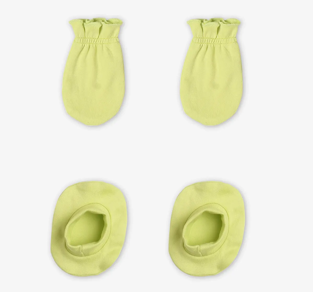 Infants Unisex Romper With Mitten, Bootie & Cap - Light Green