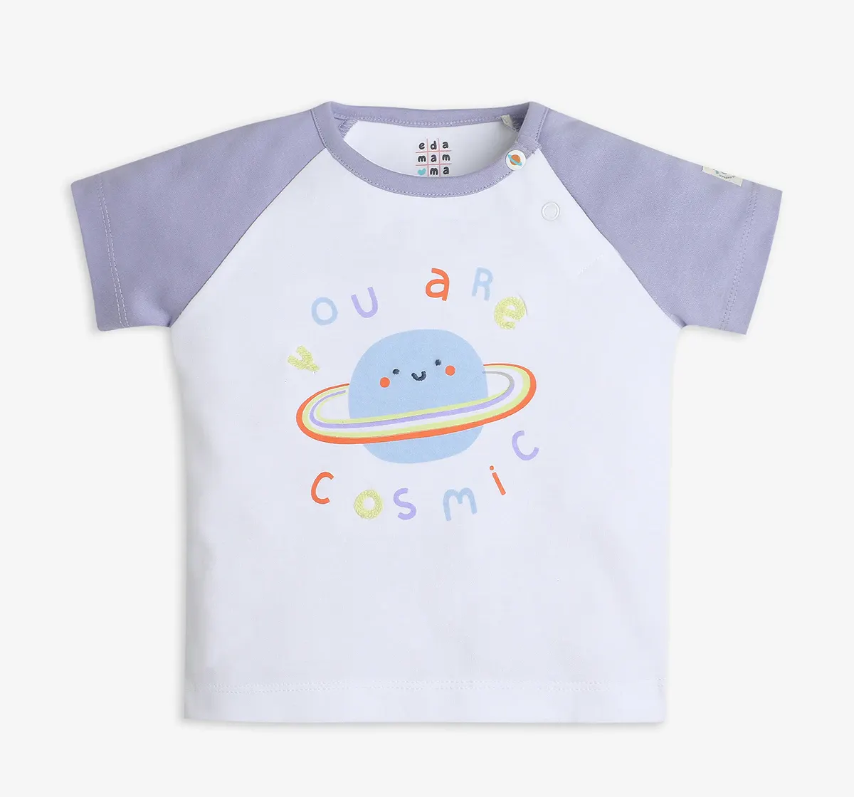 Infant Unisex Raglan Sleeves Printed Tshirt - White