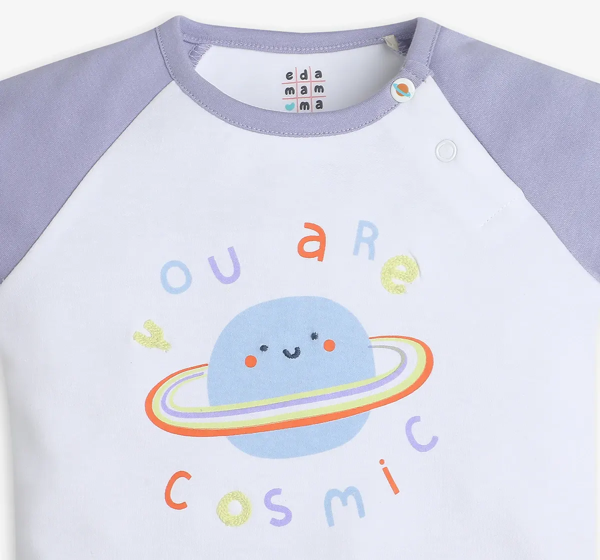 Infant Unisex Raglan Sleeves Printed Tshirt - White