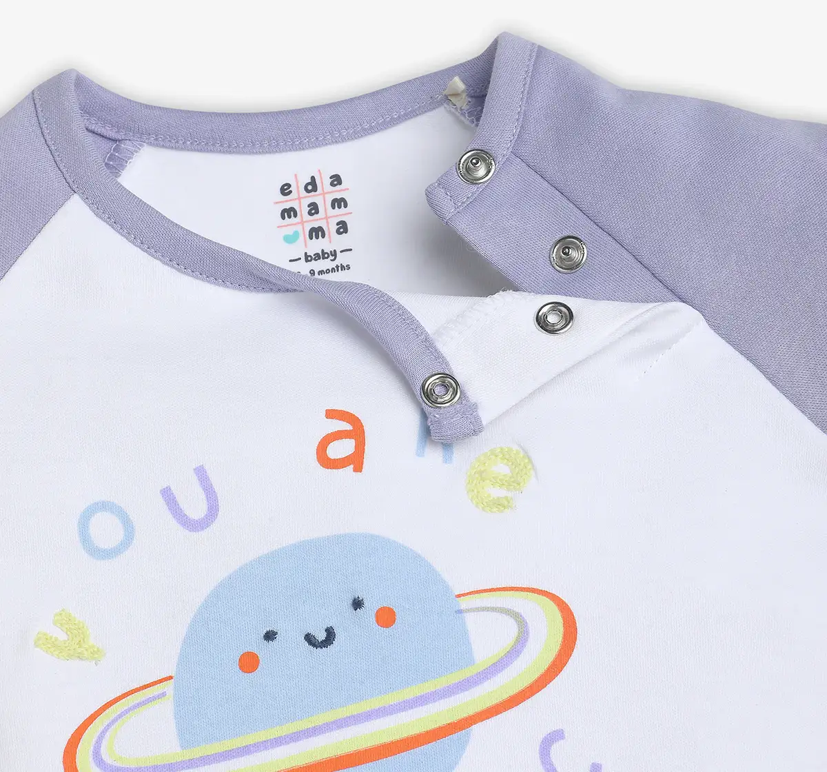 Infant Unisex Raglan Sleeves Printed Tshirt - White