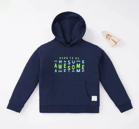 Boys Kangaroo Pocket With Chest Print Hoodie