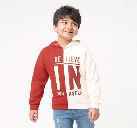 Boys Printed Color Block Hoodie