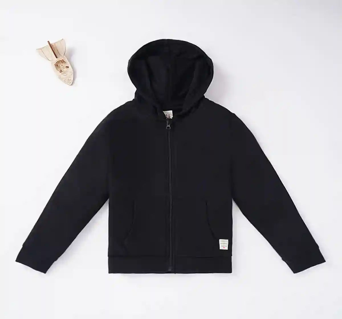 Boys Solid Front Open Jacket