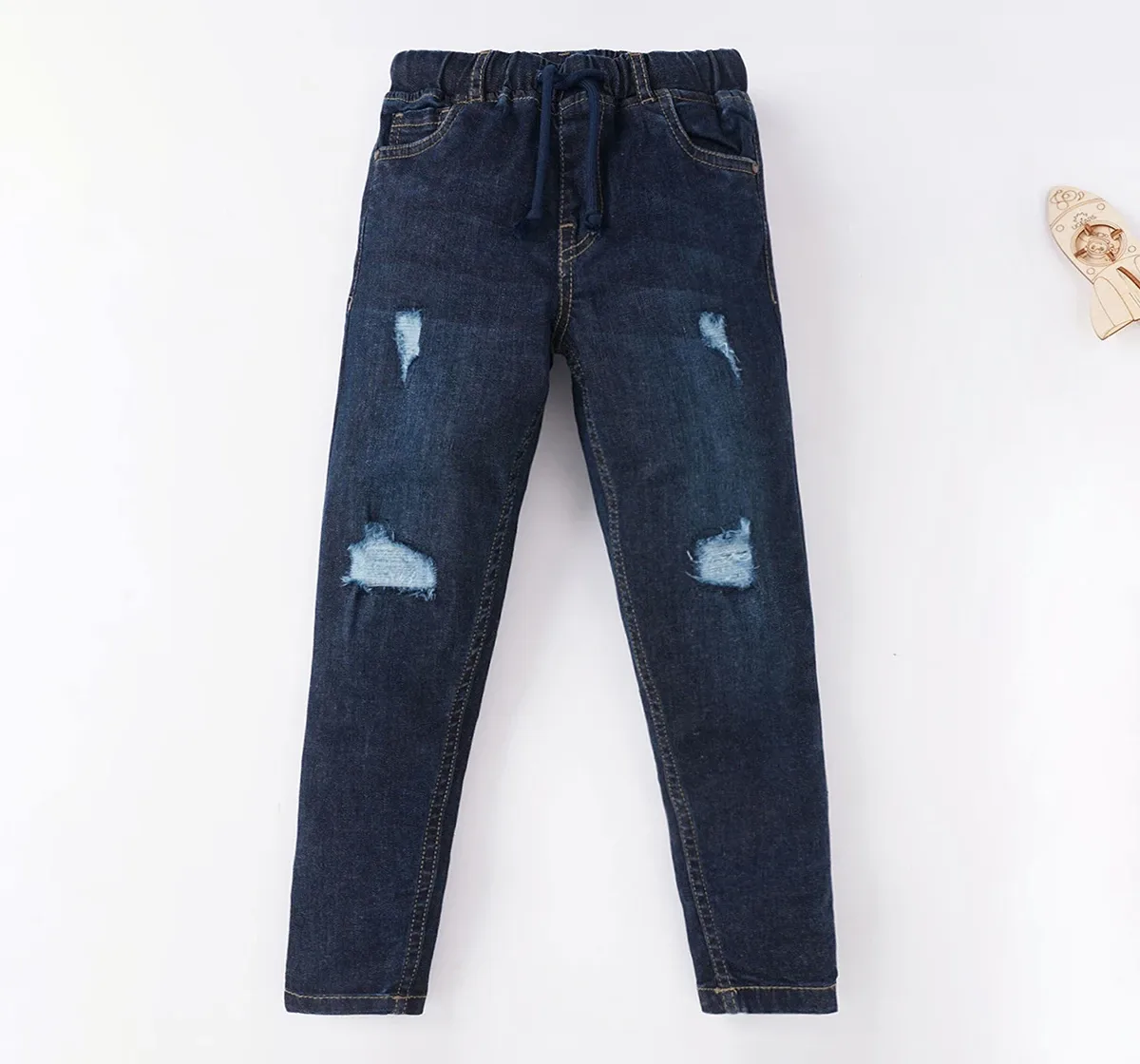 Boys Solid Tie Up Jogger - Dark Wash