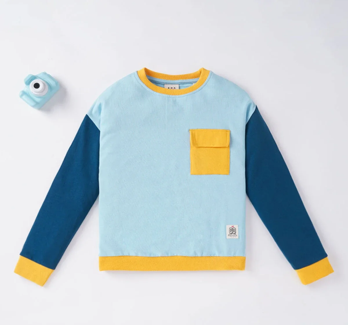 Boys Color Block Sweatshirt With Front Pocket