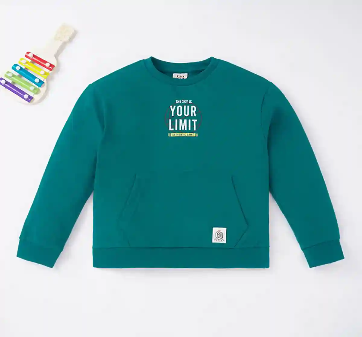 Boys Solid Sweatshirt With Chest Print