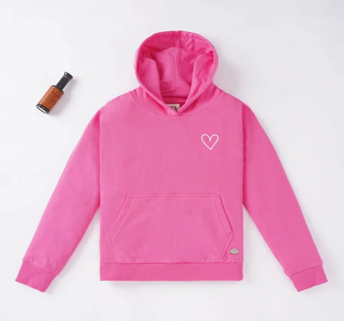 Girls Solid Kangaroo Pocket Hoodie