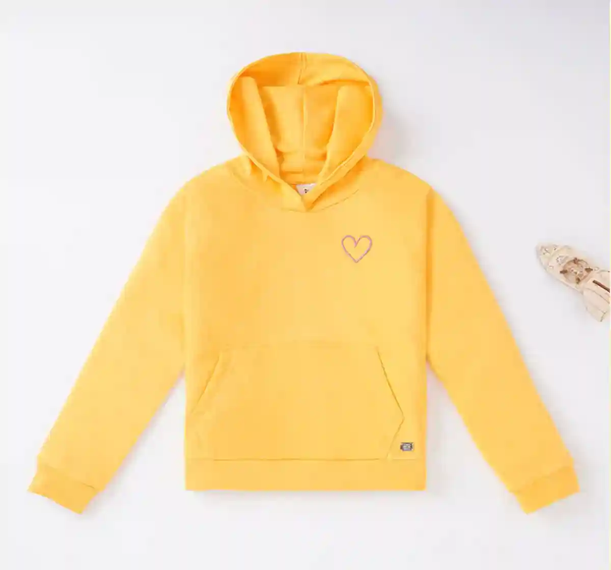 Girls Solid Kangaroo Pocket Hoodie