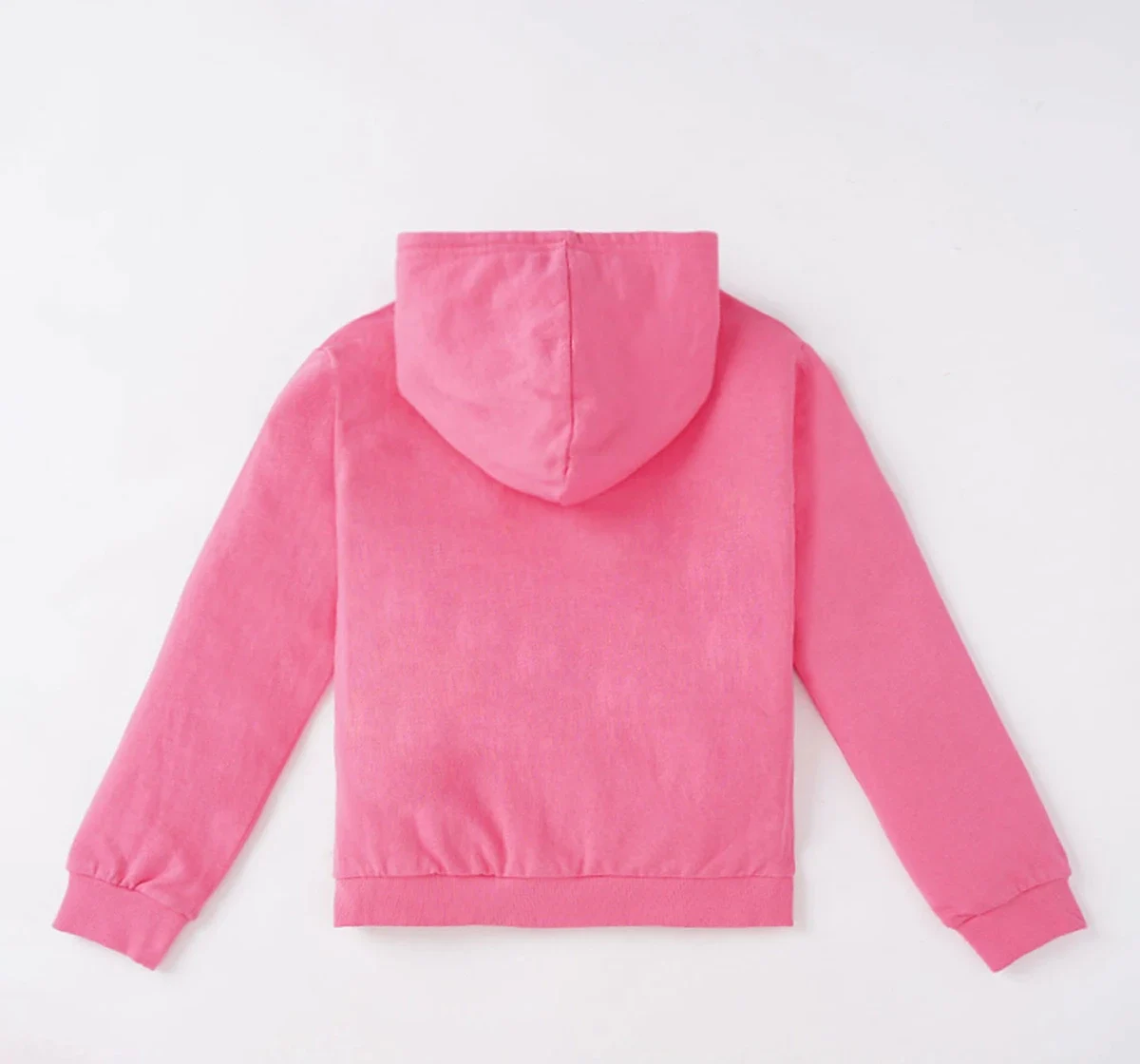 Girls Solid Kangaroo Pocket Hoodie With Zipper