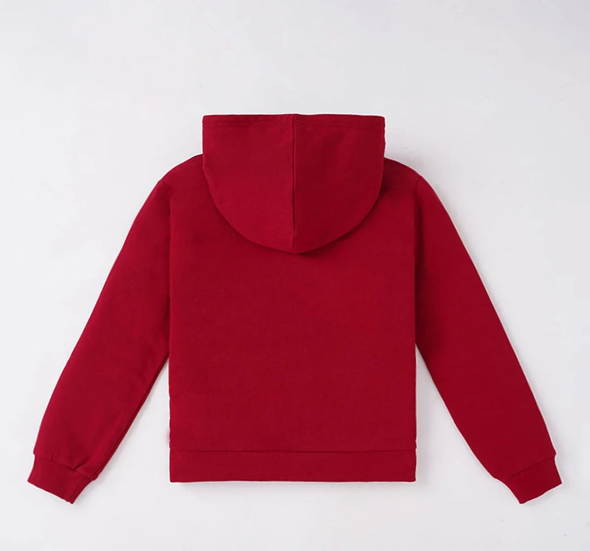 Girls Solid Kangaroo Pocket Hoodie With Zipper