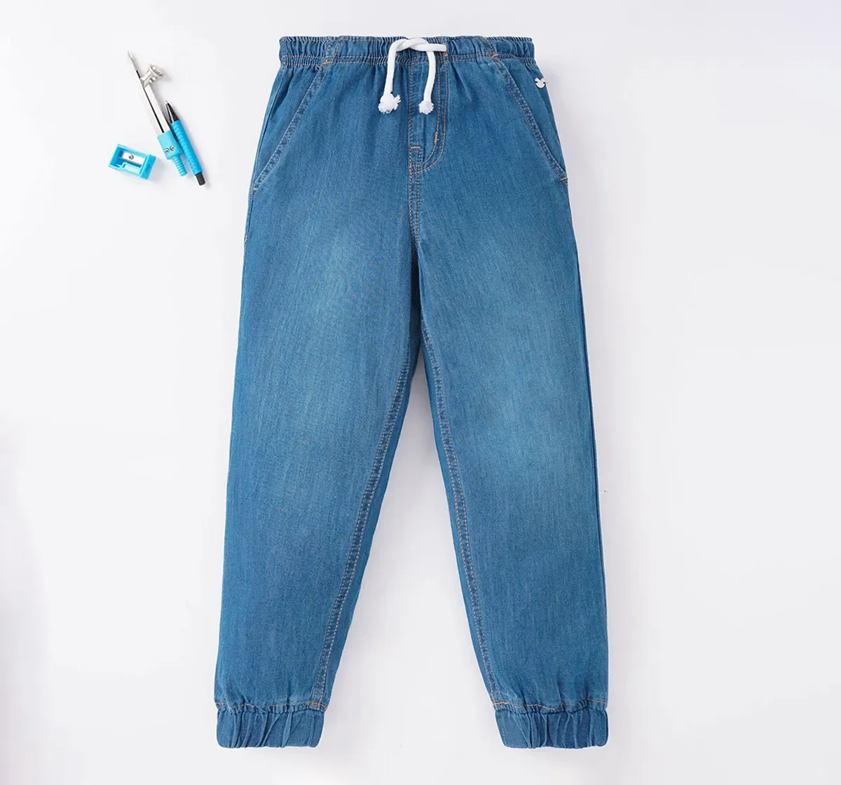 Girls Denim Jogger - Mid Wash
