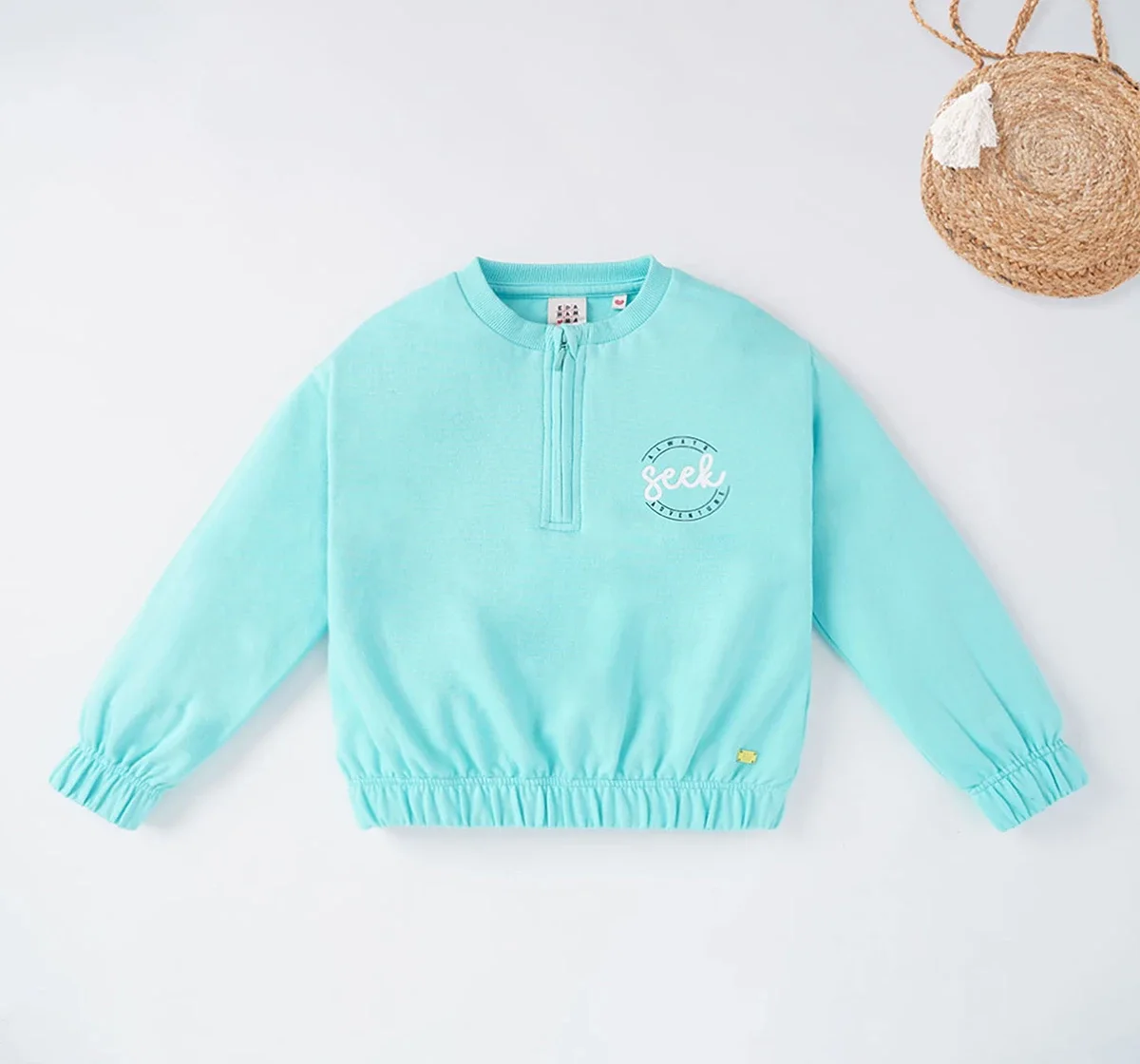 Girls Zipper Sweatshirt With Elasticated Waist