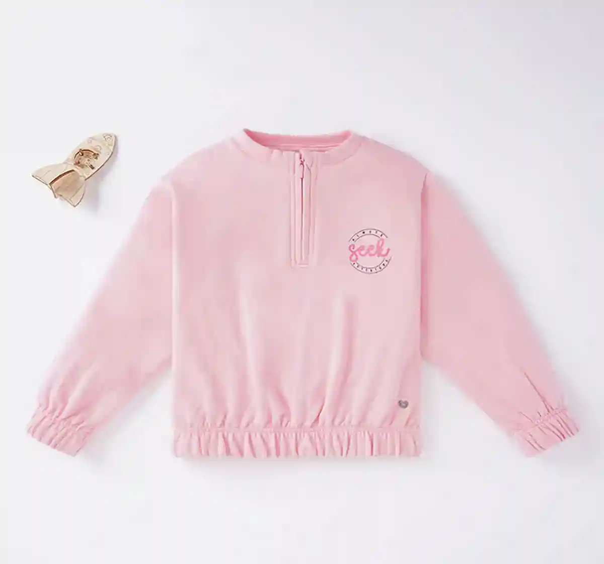 Girls Zipper Sweatshirt With Elasticated Waist