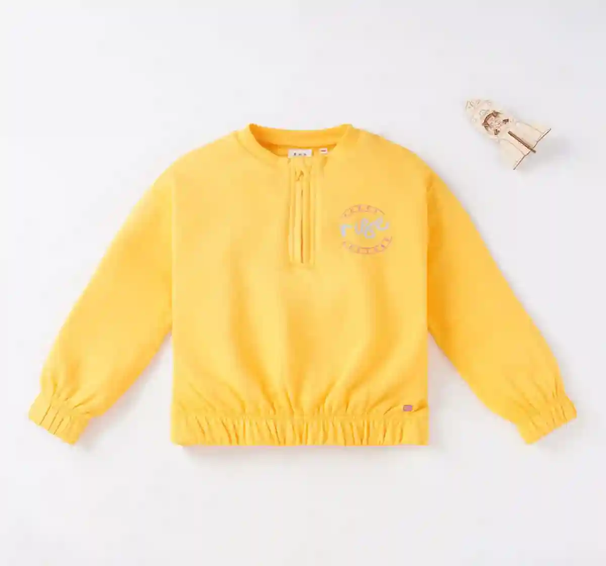 Girls Zipper Sweatshirt With Elasticated Waist