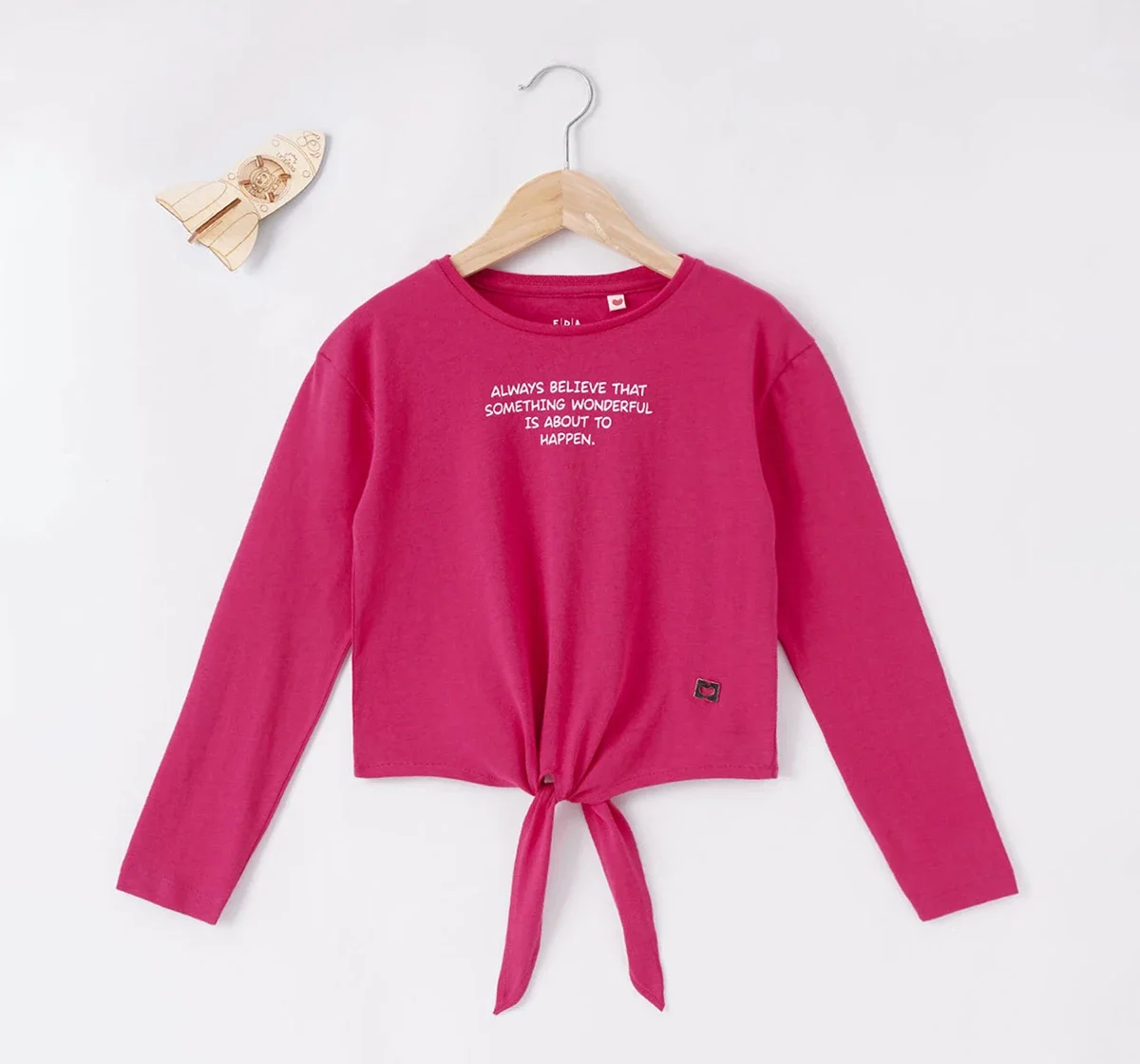 Girls Full Sleeves Front Knot Tee