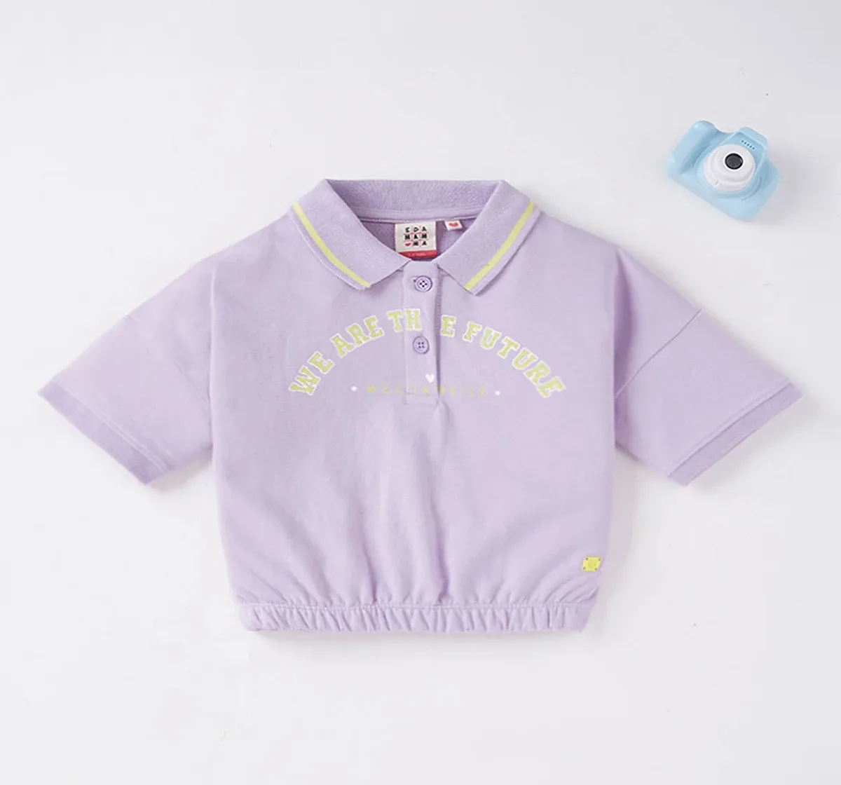 Girls Crop Tee With Collar