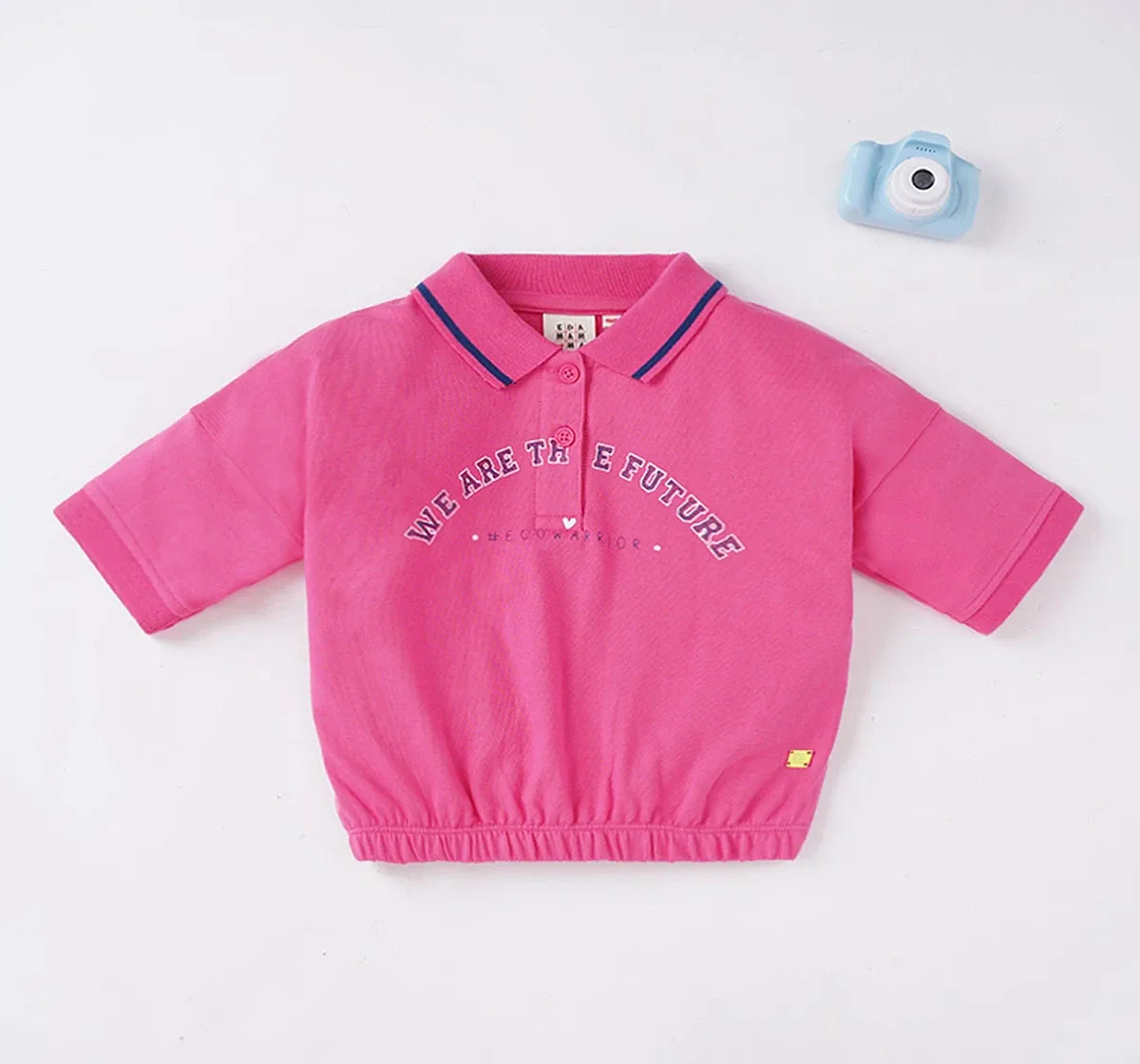 Girls Crop Tee With Collar