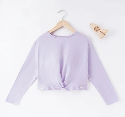 Girls Solid Front Tie Tee