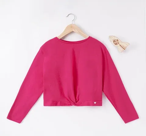 Girls Solid Front Tie Tee