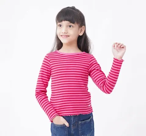 Girls Striped Printed Tee