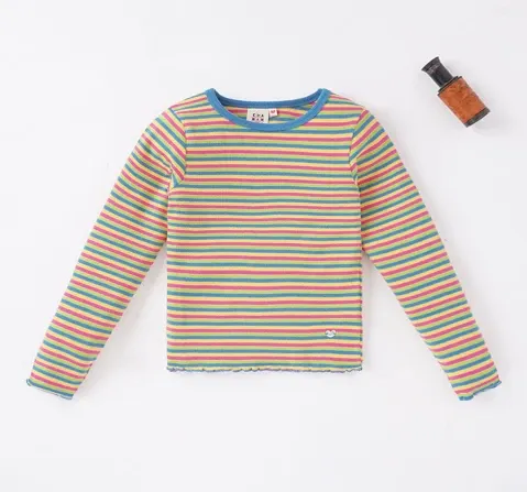 Girls Striped Printed Tee