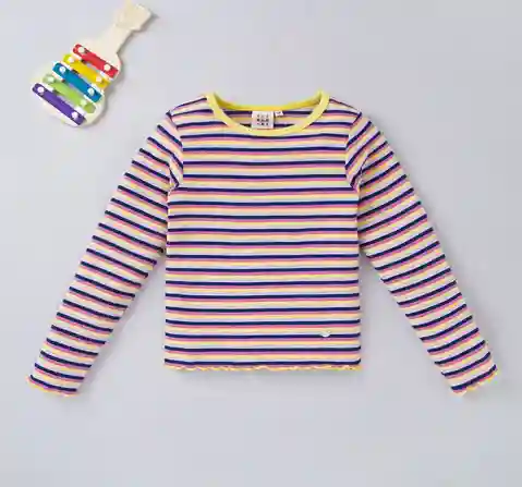 Girls Striped Printed Tee