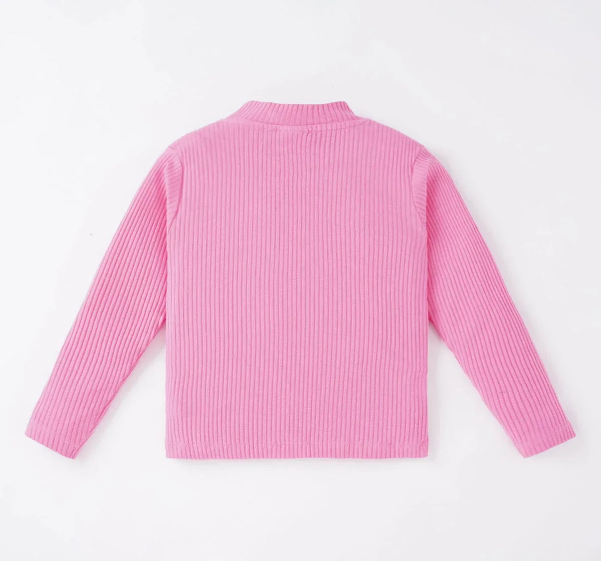 Girls Solid Hi-Neck Rib Tee