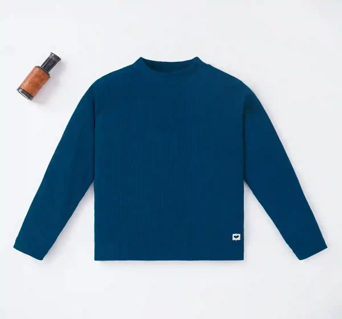 Girls Solid Hi-Neck Rib Tee