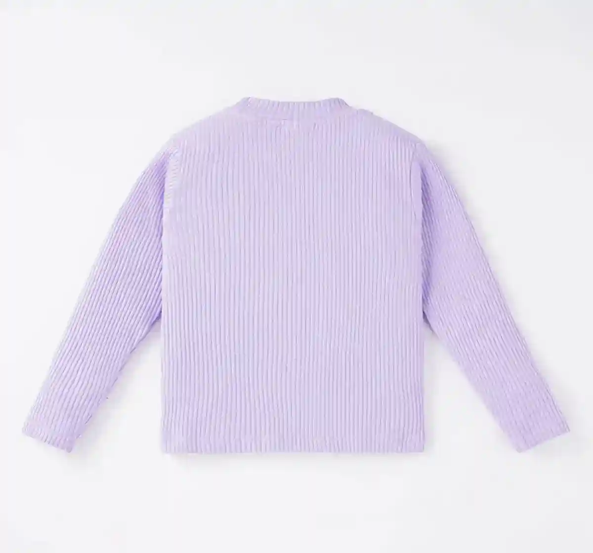 Girls Solid Hi-Neck Rib Tee