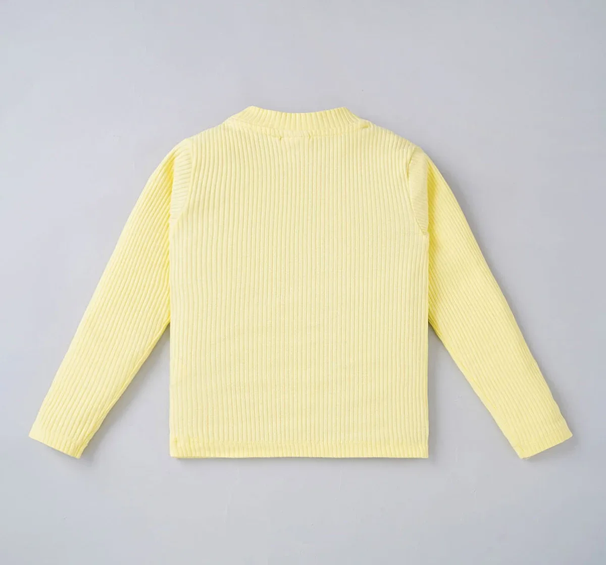 Girls Solid Hi-Neck Rib Tee