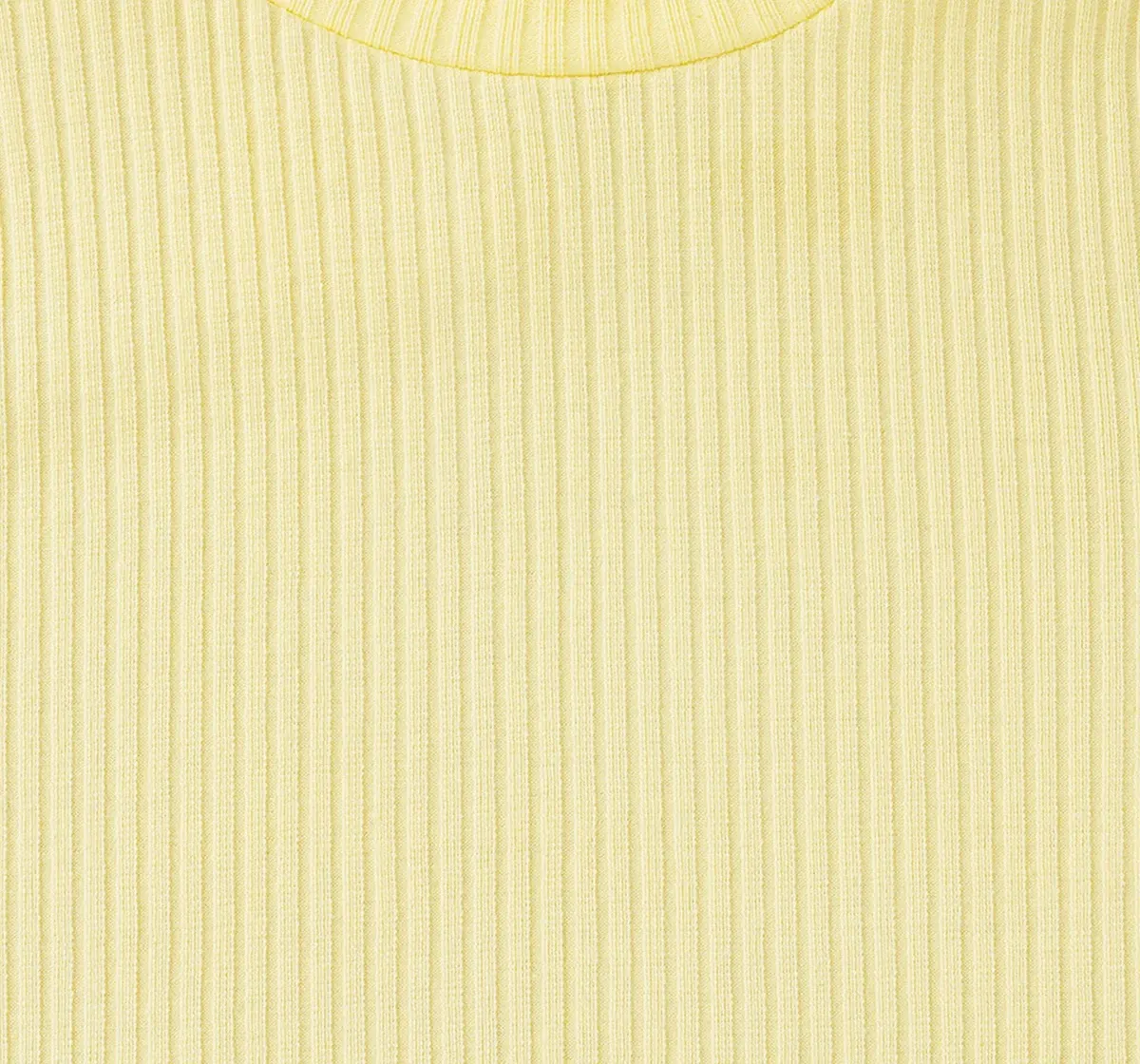 Girls Solid Hi-Neck Rib Tee