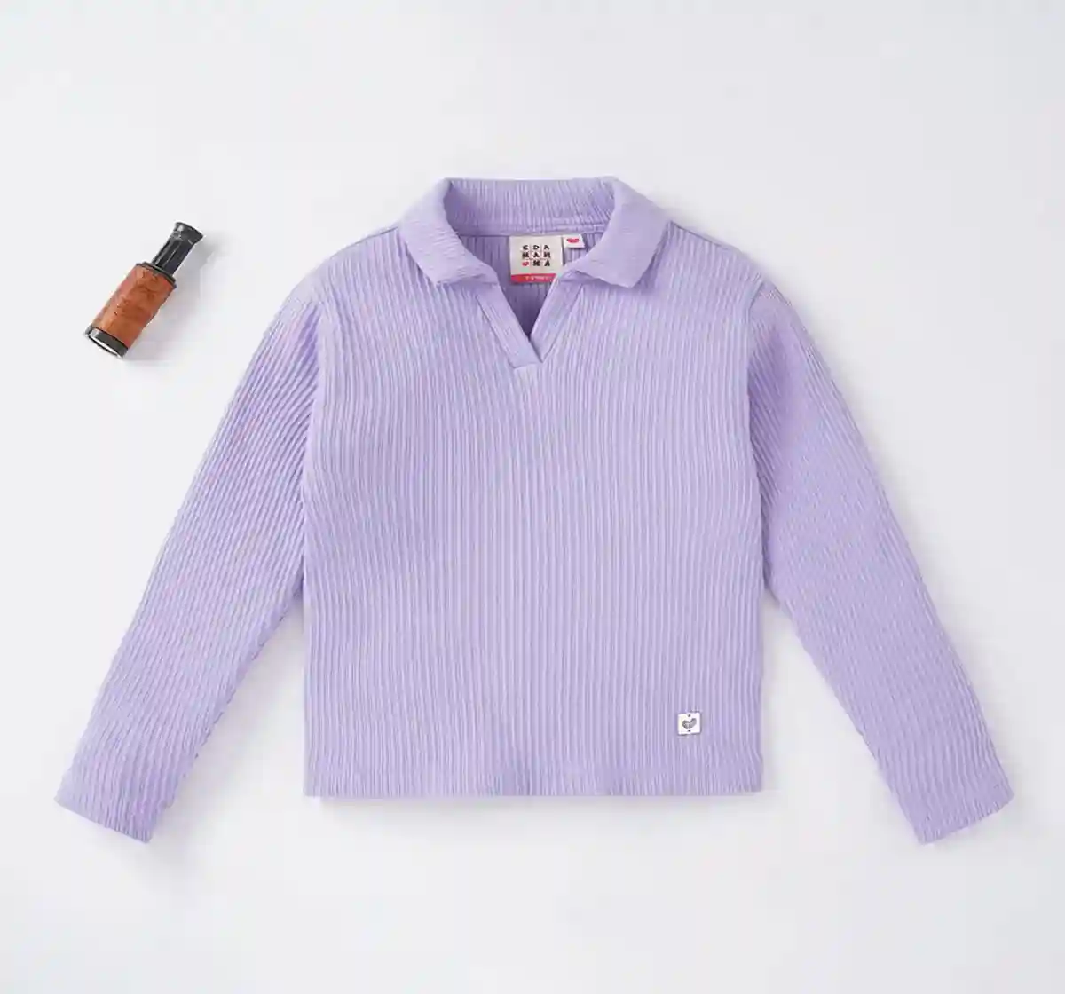 Girls Solid Rib At Neck Tee