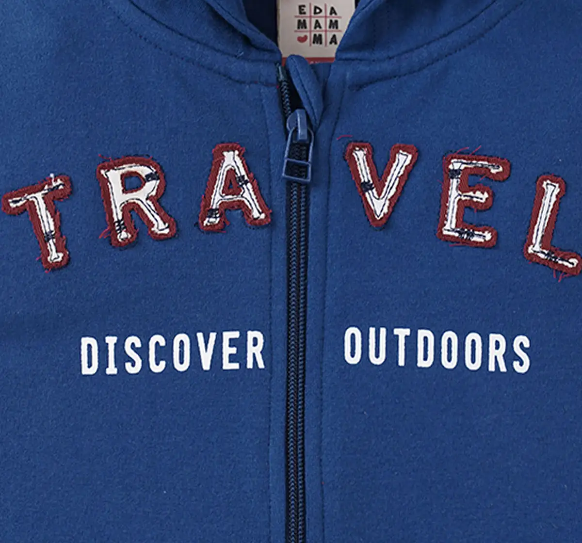 Full Sleeves Printed Zipper Hooded Knit Jacket