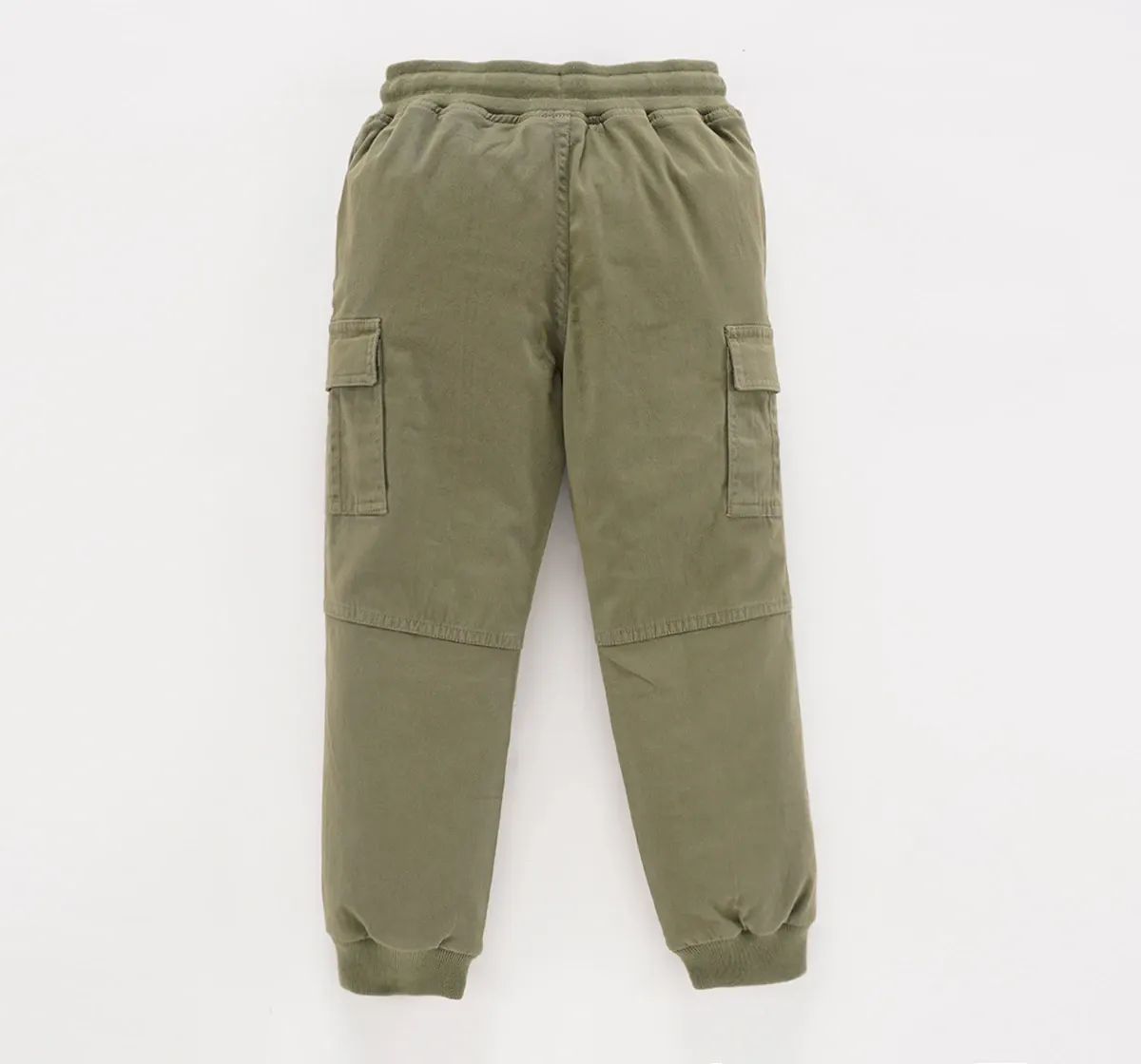 Solid Twill Joggers With Rib